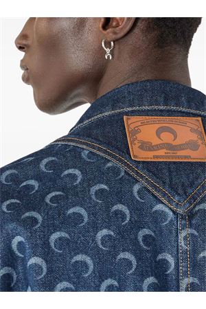 Dark blue cotton denim shirt MARINE SERRE | MSI062ARDEN0002BL80